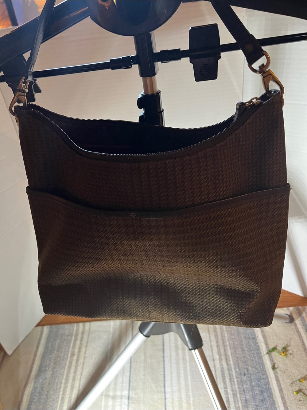 Lauren Ralph Lauren Brown Textured Shoulder Bag